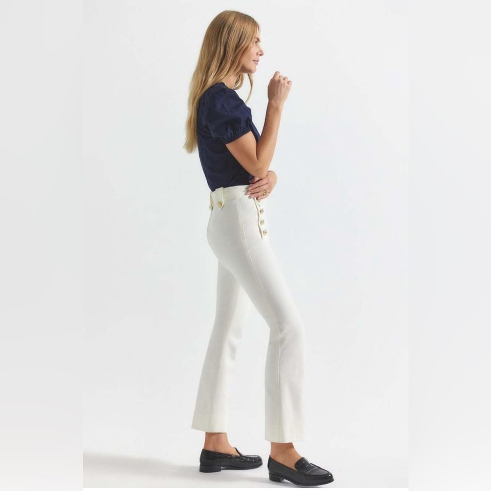 Derek Lam 10 Crosby Robertson Flare Hem Soft White Pants - 10 - Picture 3 of 8